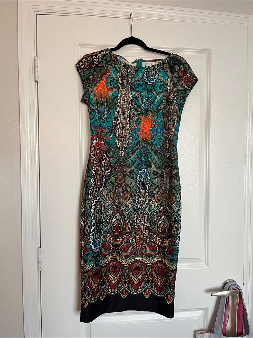 Teal & Multicolor Paisley Sheath Dress